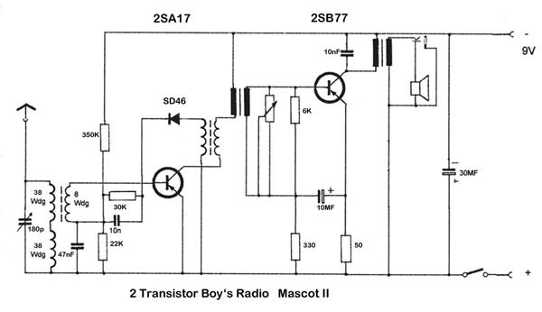 Schaltbild Swing Mascot II 2-Transistor Boys Radio